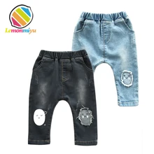 Lemonmiyu/длинные брюки для маленьких мальчиков с эластичной резинкой на талии, хлопковые джинсы для малышей, длинные брюки для новорожденных, повседневные весенние брюки с героями мультфильмов