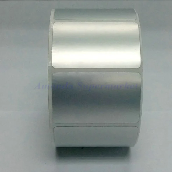 Sticker label 40*25 mm 800pcs/Roll Thermal Transfer Silver PET Label Waterproof Tearproof Oilproof Barcode Label