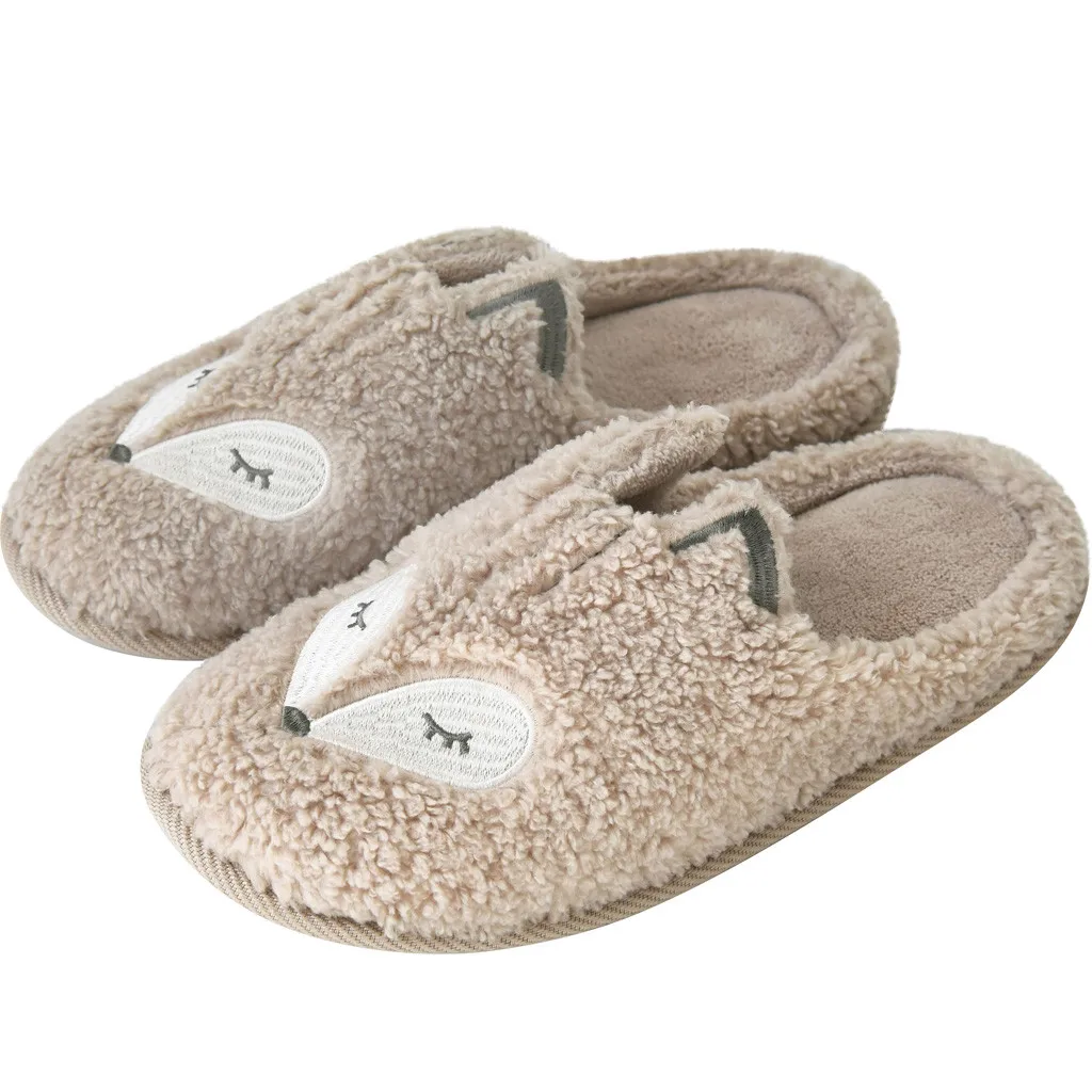 

Indoor Warm Women Slippers Cute Animal Fox Autumn Winter Home Shoe for Female Girl Nonslip Memory Foam Cotton House Slippers