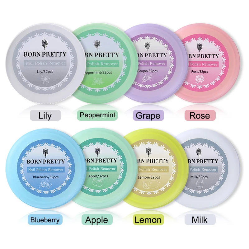 32 шт./кор. от BORN PRETTY-вкус Жидкость для снятия лака колодки влажное Бумага Маникюр нейл-арта, инструмент для удаления