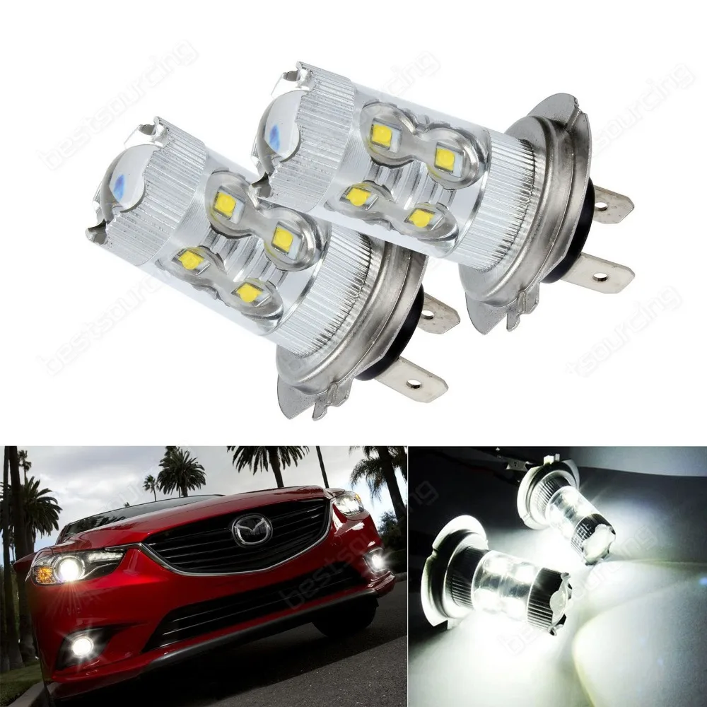 

ANGRONG 2x H7 LED 50W Projector Headlight 499 Bulb Fog Light No Error White(CA206x2)