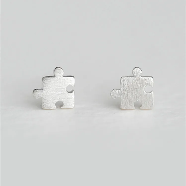 925 Sterling Silver Splicing Block Shape Stud Earrings For Women Casual Style Girl Earings Personality Sterling-silver-jewelry