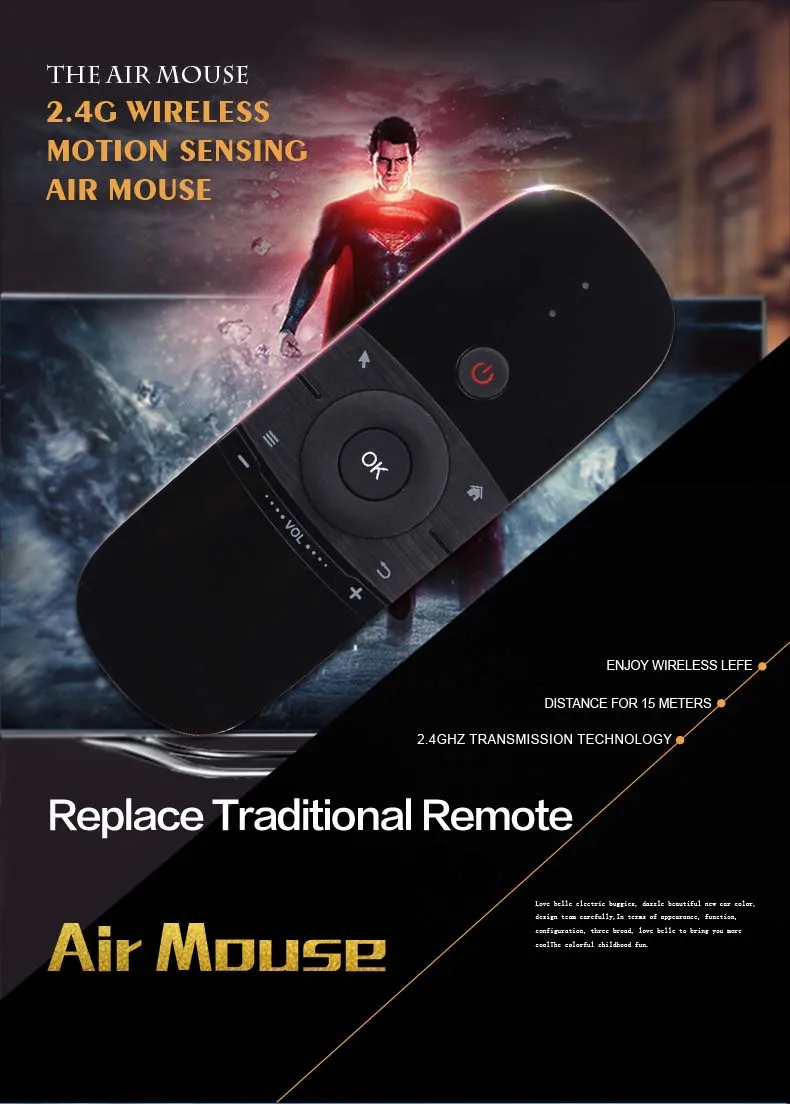 W1 клавиатура мышь беспроводная 2,4G Fly Air mouse Rechargeble Mini W1 пульт дистанционного управления для Android Tv Box/Mini Pc/Tv