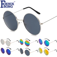 FOENIXSONG, новинка, Wo, мужские круглые солнцезащитные очки, Ретро стиль, золотая, серебристая, черная оправа, унисекс, очки, женские, мужские, солнцезащитные очки для мужчин, Oculos Gafas