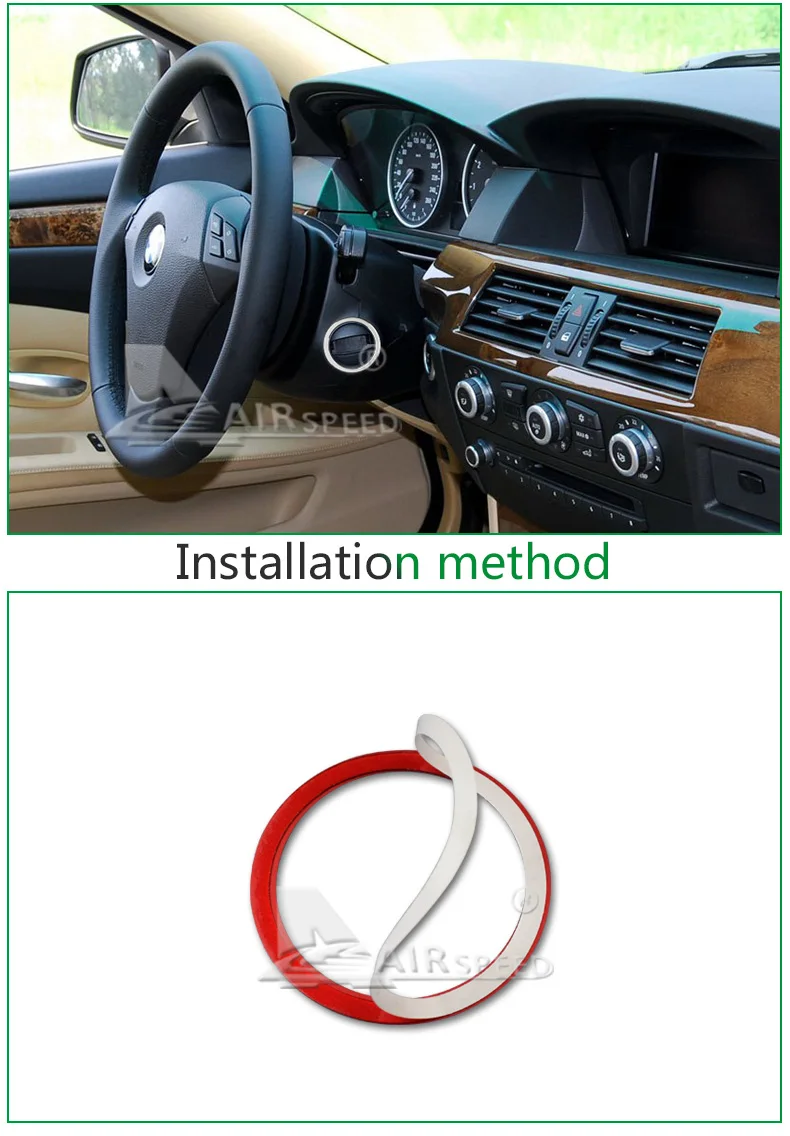 Airspeed for BMW E60 2008-2010 Car Ignition Keyhole Ring Trim Metal Interior Decorations 5 Series Accessories Car Styling (7)