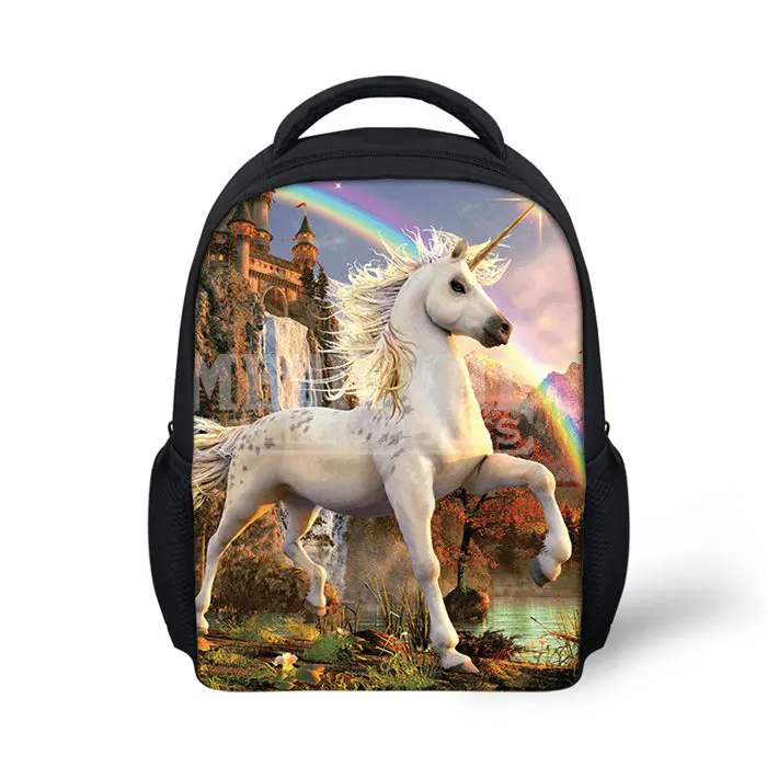 Индивидуальная сумка с единорогом рюкзак школьный для девочек мальчиков детей печать Школьные Сумки Sac Licorne Trousse LicorneDrop - Цвет: Слоновая кость