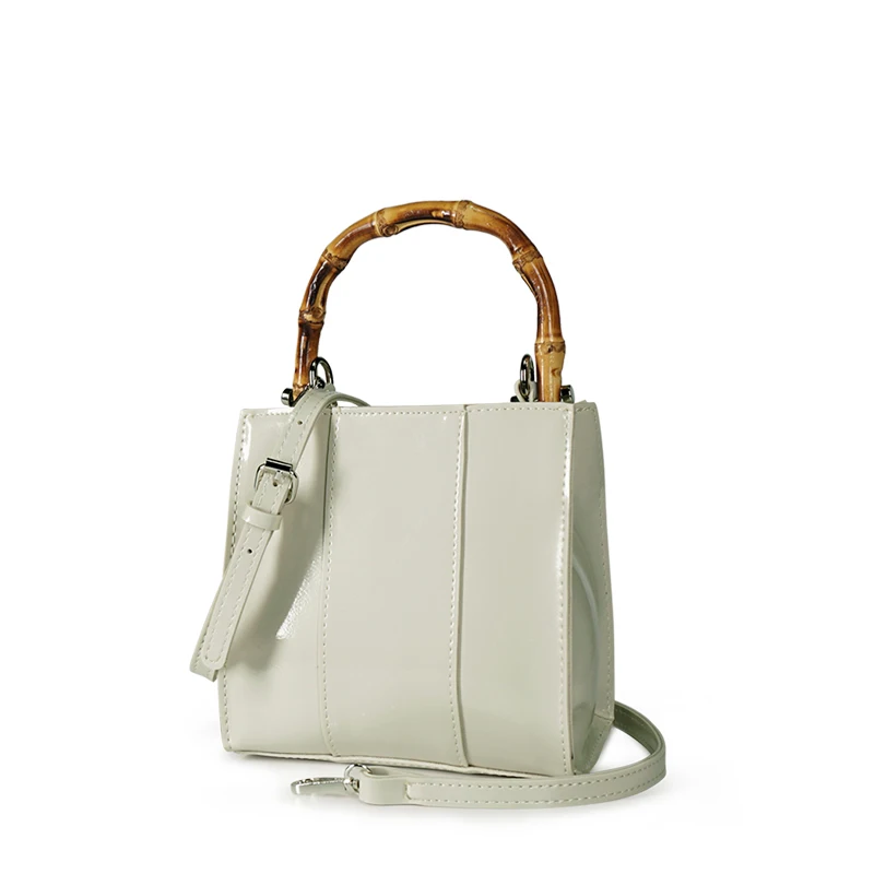 

Leather Bag Bamboo Handle Handbag Fashion Simple Style White Women Shoulder Mini Bag Ladies Party Package Summer Bag Blue 2019