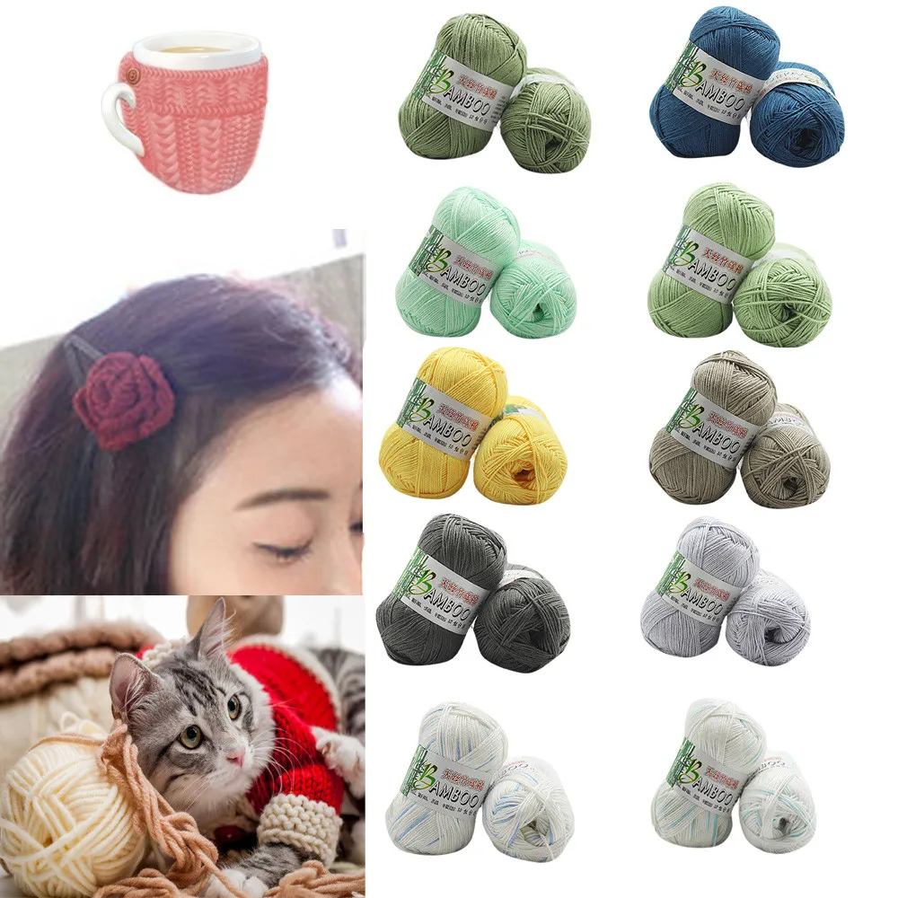 

2019 Hight Quality New 100% Bamboo Cotton Warm Soft Natural Knitting Crochet Knitwear Wool Yarn 50g Kiting wool Yarn