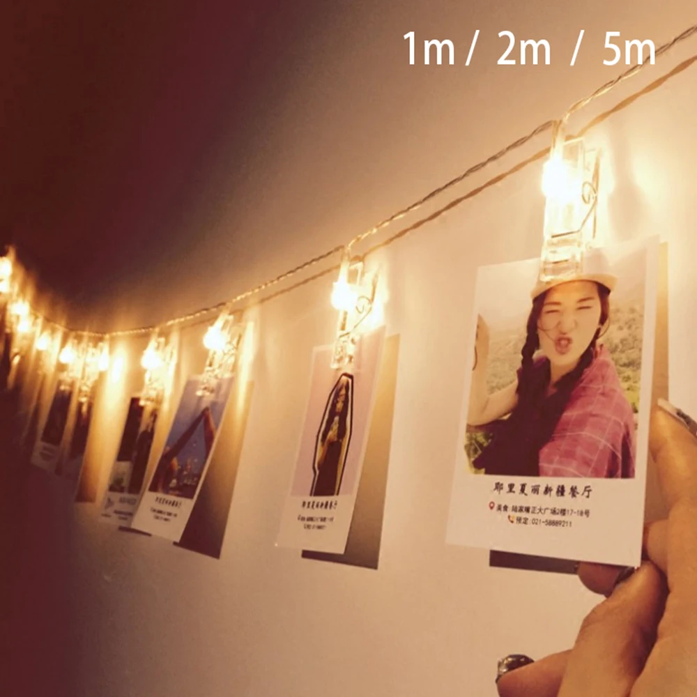 

10 20 40 LED Garland Card Photo Clip Led String Fairy Lights Battery Operated Christmas Garlands Wedding Valentines Decoration