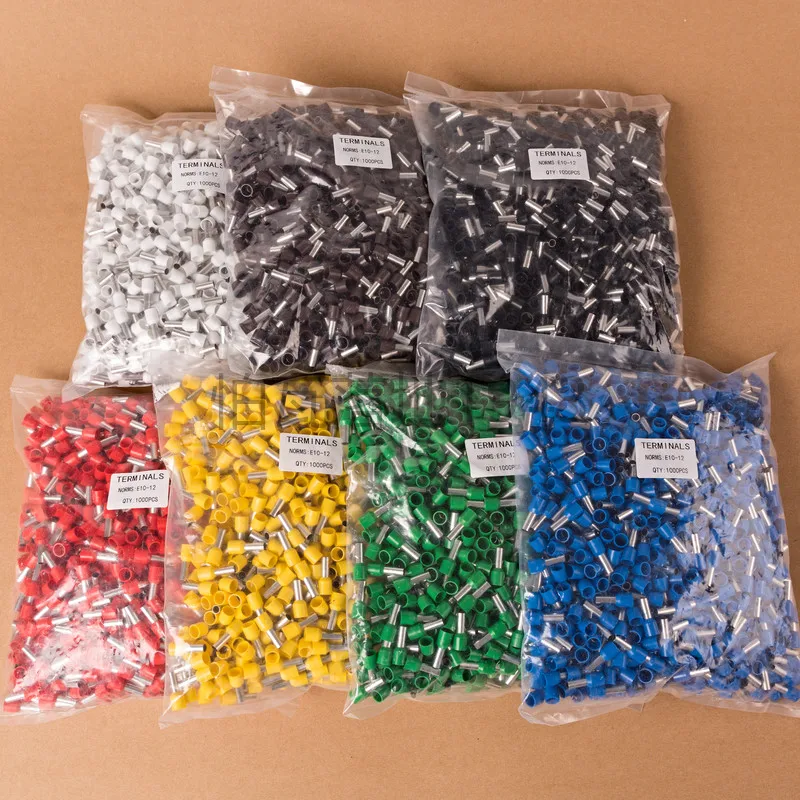 

1000pcs E10-12 Tube insulating Insulated terminals 10MM2 Cable Wire Connector Insulating Crimp Terminal Connector