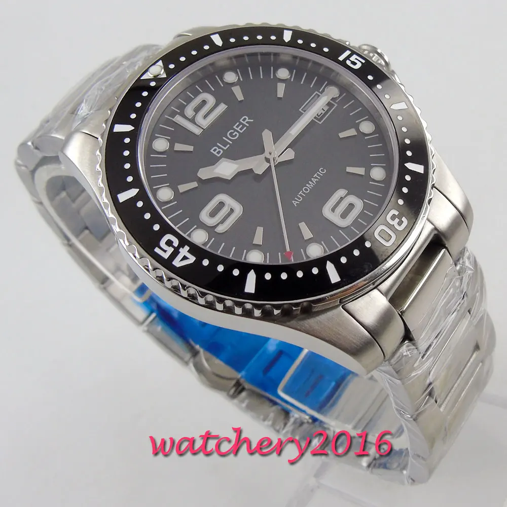

BLIGER Casual Date Watches ceramic bezel Black Dial Top Brand Luxury Military Wrist Watch Sapphire Fashion Automatic Wristwatch
