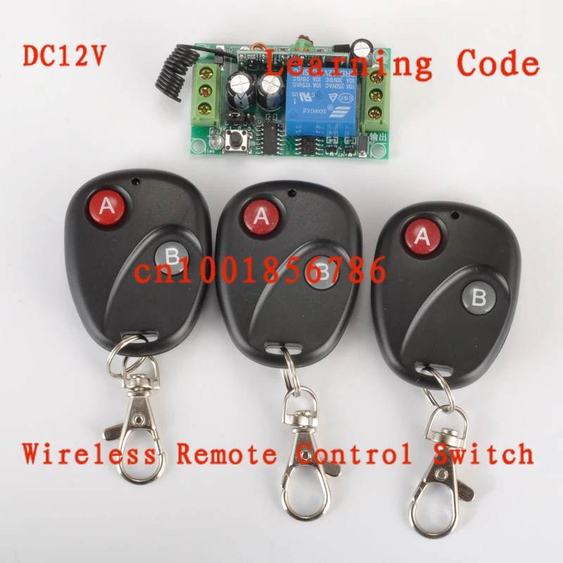 

DC12V1CH RF Wireless Remote Control Switch System 1Receivers&3Transmitter M4/ T4/ L4 adusted Learning Code Gateway Access System