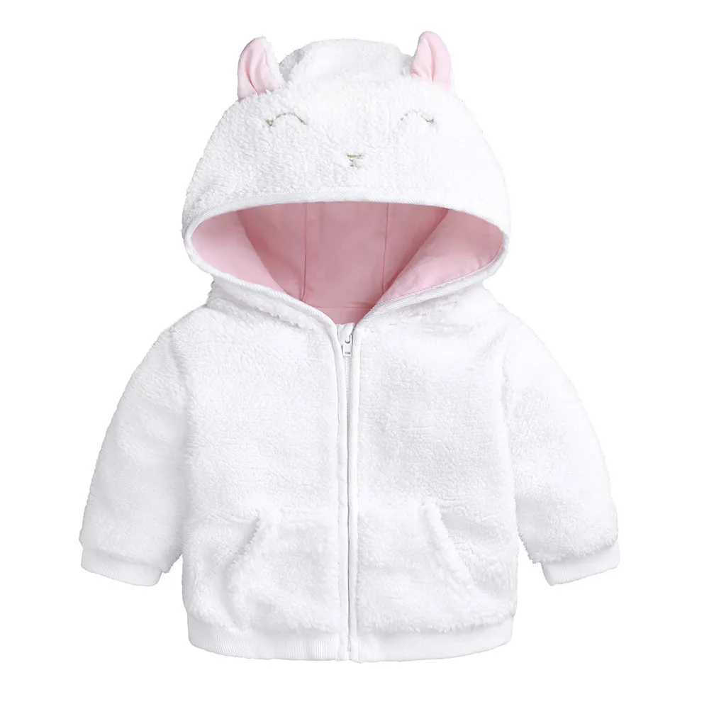 Модное пальто для маленьких мальчиков и девочек; милая куртка с капюшоном и ушками для новорожденных; зимнее пальто для маленьких девочек; пальто для малышей; кардиган для новорожденных
