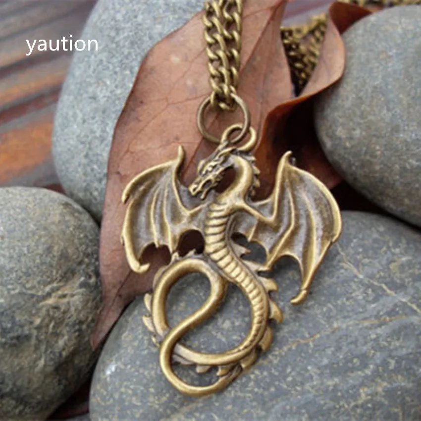 1 шт. бронзовые драконы кулон ожерелье ювелирные изделия антикварные ретро ручной работы ожерелье