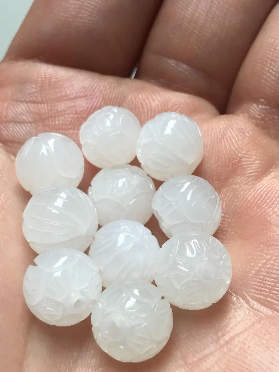 Hetian Jade Qinghai старый материал 10 мм бусинка в форме лотоса жирная белая