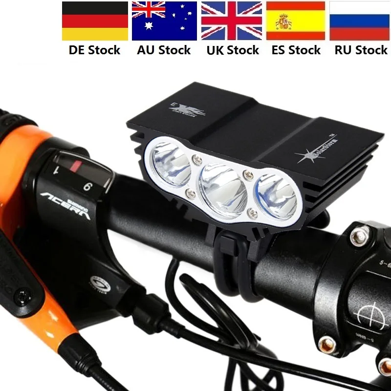 Perfect X3 1500 Lm 3 LED lamp beads Head MTB Front Bicycle Light Bike light Headlamp with Battery Package AU UK ES RU Stock 0 Perfect X3 1500 Lm 3 LED lamp beads Head MTB Front Bicycle Light Bike light Headlamp with Battery Package AU UK ES RU Stock 0