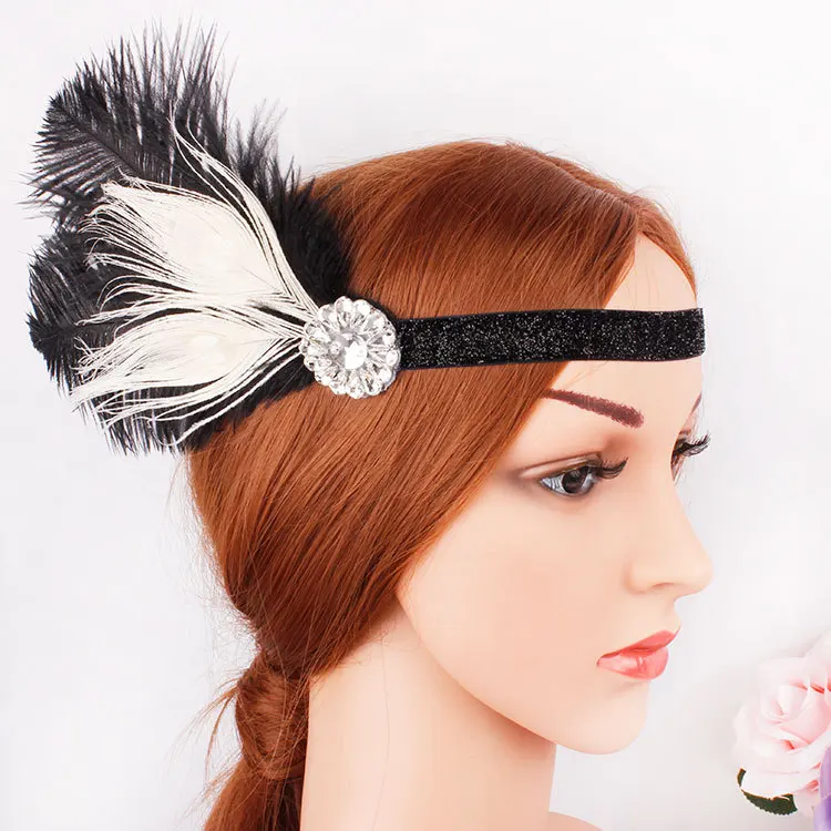 

New bridal ball fringe headband bridal diamond-encrusted headband retro elastic headband