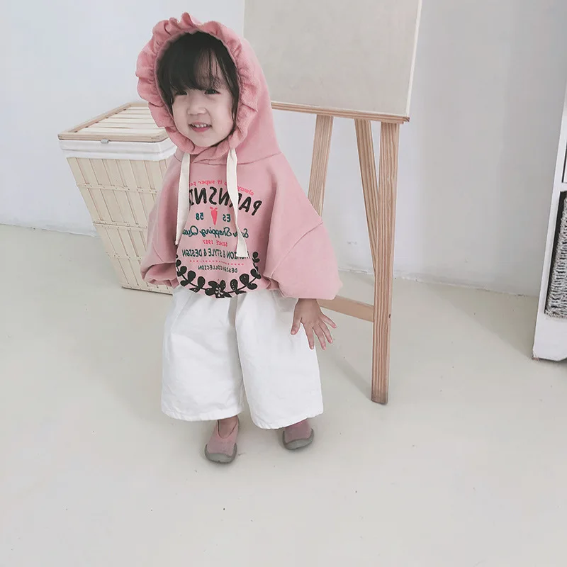 Весенне-осенний Детский свитер для девочек и мальчиков; детская рубашка с капюшоном и длинными рукавами и принтом в виде букв; одежда для малышей