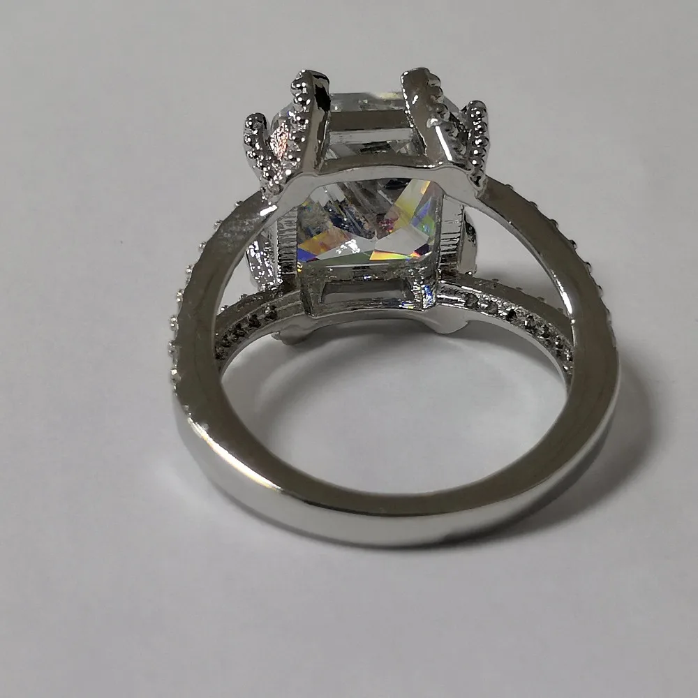 Princess White Stone Rings for Women Wedding Gift Rings Silver Moda Mujer Ring Luxury Jewelry Crystal Bague Femme Girl Anillos