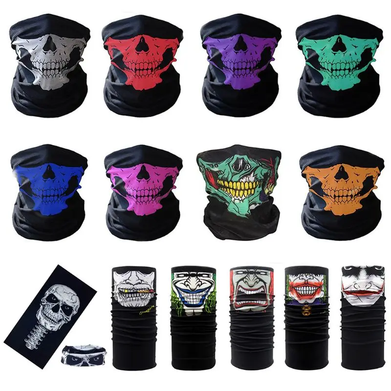 

Men Unisex Traceless Multifunctional Magic Scarf Horror Skull Skeleton Printed Cycling Windproof Tube Headband Turban Face Mask