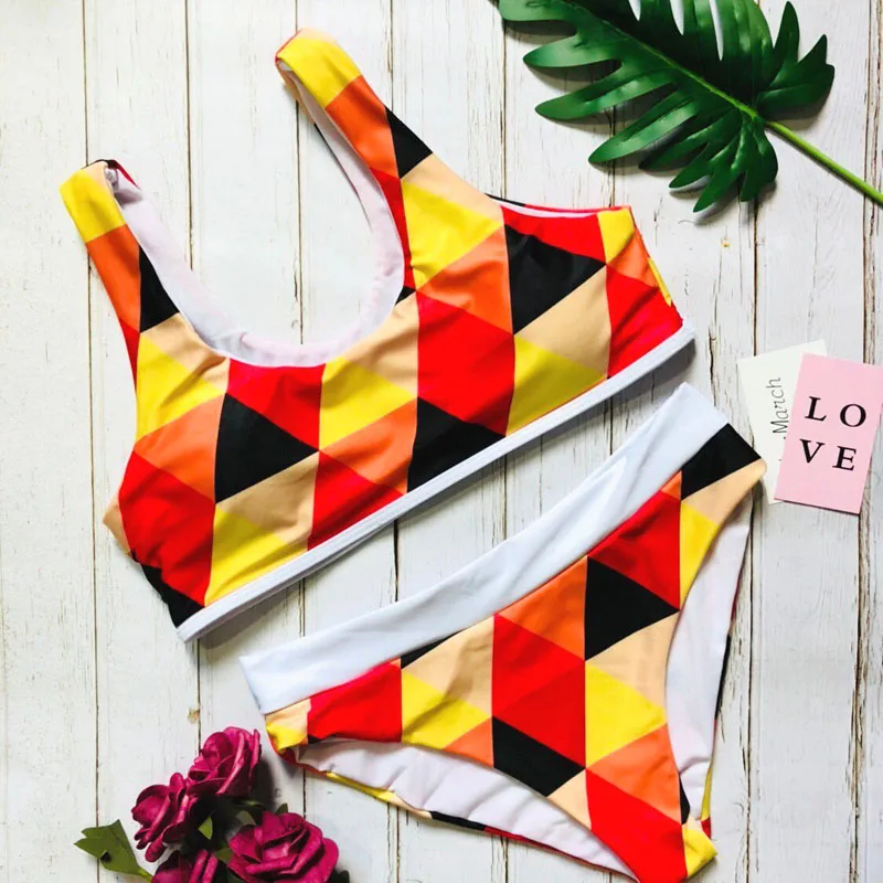 2019 Print Bikini Push Up Swimsuit Women's Swimming Suit High Waist Bikini Swimwear Women Brazilian Bikini Bikinis 2019 Mujer
