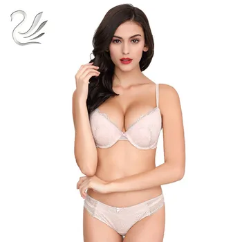 

2018 New Vanlo Brand Women Fashion Deep V Push Up Ajusted-Straps Sexy Lace Embroidery Ensemble Lingerie
