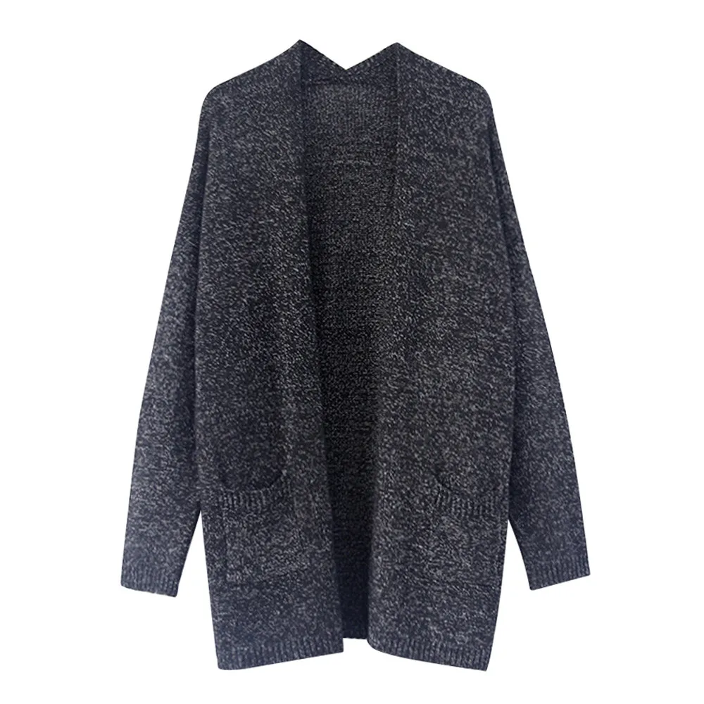 Зимние размера плюс S-5XL кардиган свитер Для женщин толстой вязки Свитер с длинными рукавами свободные однотонные Цвет с детского пальто с карманами/PY