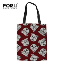 FORUDESIGNS/Холщовая Сумка для шопинга на плечо с английским бульдогом, сумка-тоут, кошельки, Повседневная сумка для женщин, Большая вместительная сумка на плечо