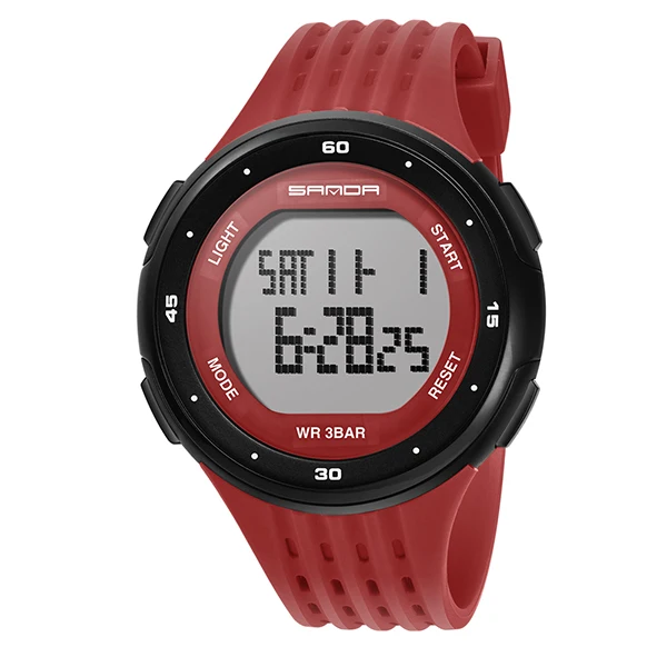 SANDA 338 Fashion Sport Watch Women Electronic LED Digital Watch Waterproof Ladies Wrist watches montre femme relogio feminino - Цвет: Красный