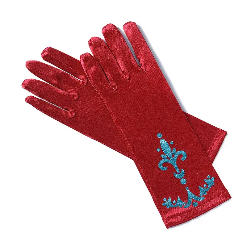 Girl Elsa Coronation Gloves Brocade Long Finger Mitten 24cm Sequins Printed Clothing Children Party Costume 4