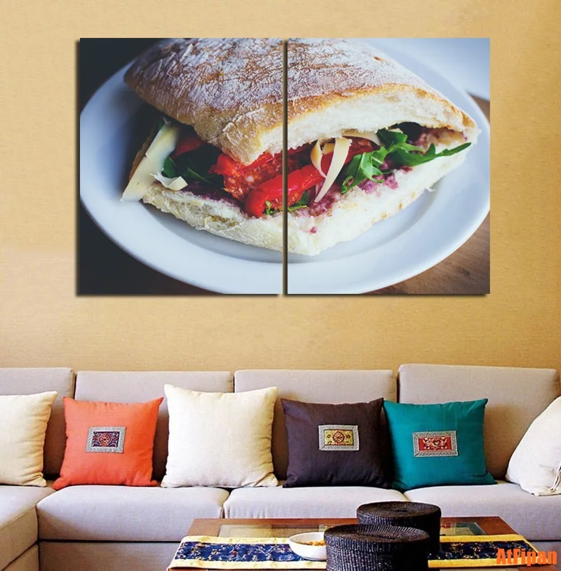 

Vegetarian Burger Paintings Canvas Living Room Wall Art Decor Print Poster Picture Canvas Print Poster Modern Artwork