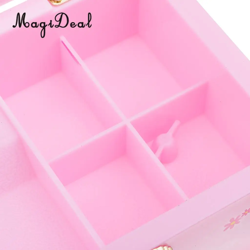 MagiDeal Wind Up Mechanical Rotating Music Box Jewelry Case Chest w/ Mirror Ornaments