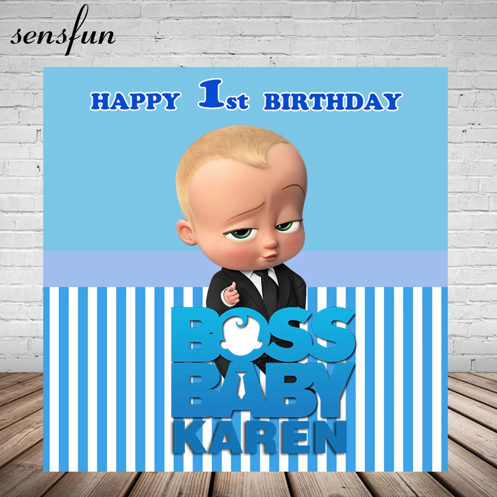 Sensfun Boss Baby Shower 1 день рождения фон для мальчиков белый и синий полосатый тема фоны для фотостудии 7x5FT