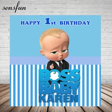 Sensfun Boss Baby Shower 1 день рождения фон для мальчиков белый и синий полосатый тема фоны для фотостудии 7x5FT