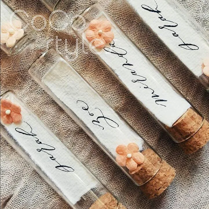  Cocostyles bespoke novel drift bottle name card with hand writing for calligrapher different weddin - 32894503595
