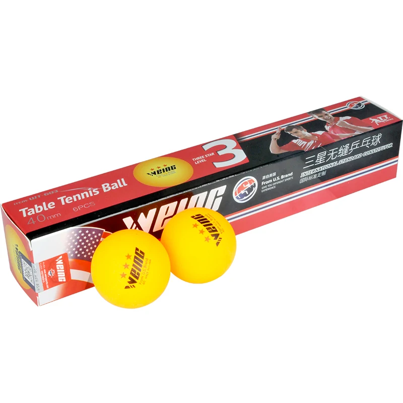 Weing 6pcs 40mm Three Star Pingpong Practice Sports Table Tennis Balls Yellow White Color Box