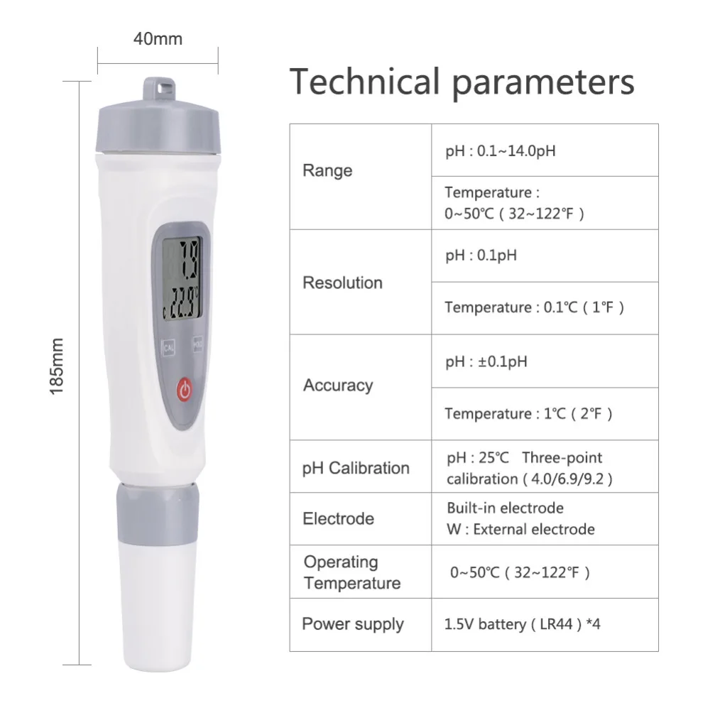 Портативный цифровой ph-измеоитель в виде ручки счет тест качества воды er тест качества воды ph-измеоитель в виде ручки-20 Встроенный электрод