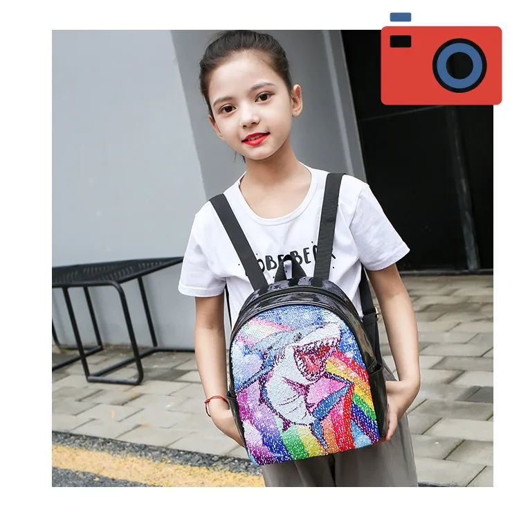 Женский Блестящий рюкзак с 3D блестками в виде единорога для девочек, голографическая школьная сумка, блестящий студенческий маленький рюкзак, Детская сумка M1421