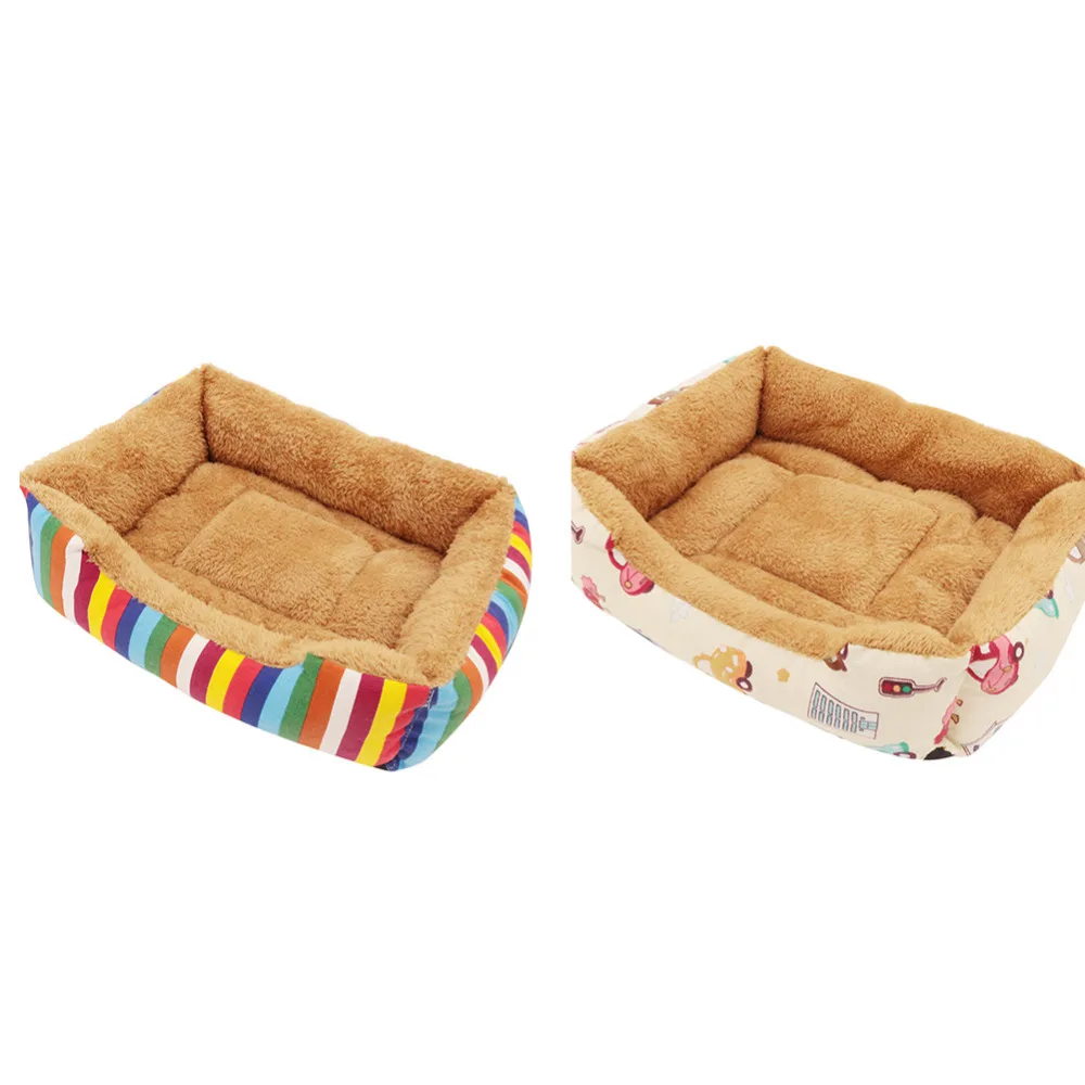 2 стиля собака кошка теплая кровать красочные полосатые теплые холщовые Конура из ткани собачья Лежанка диван зимние Квадратные Коврики Doghouse
