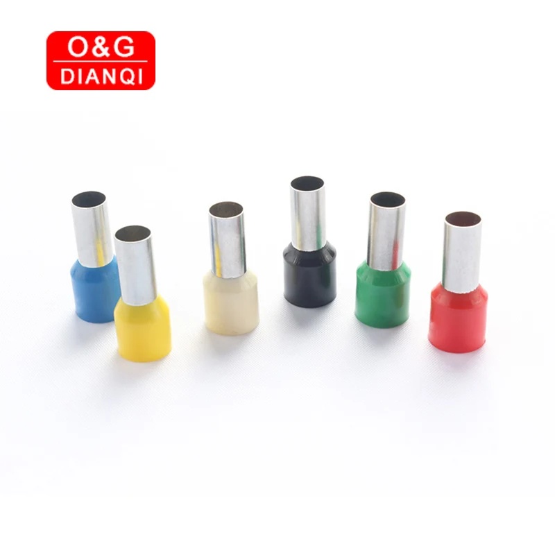 

100Pcs Crimp Terminal VE0508 VE7508 VE1008 VE1012 VE1508 VE1612 VE2508 VE4009 Tube Pre Insulating Terminal Bootlace Brass