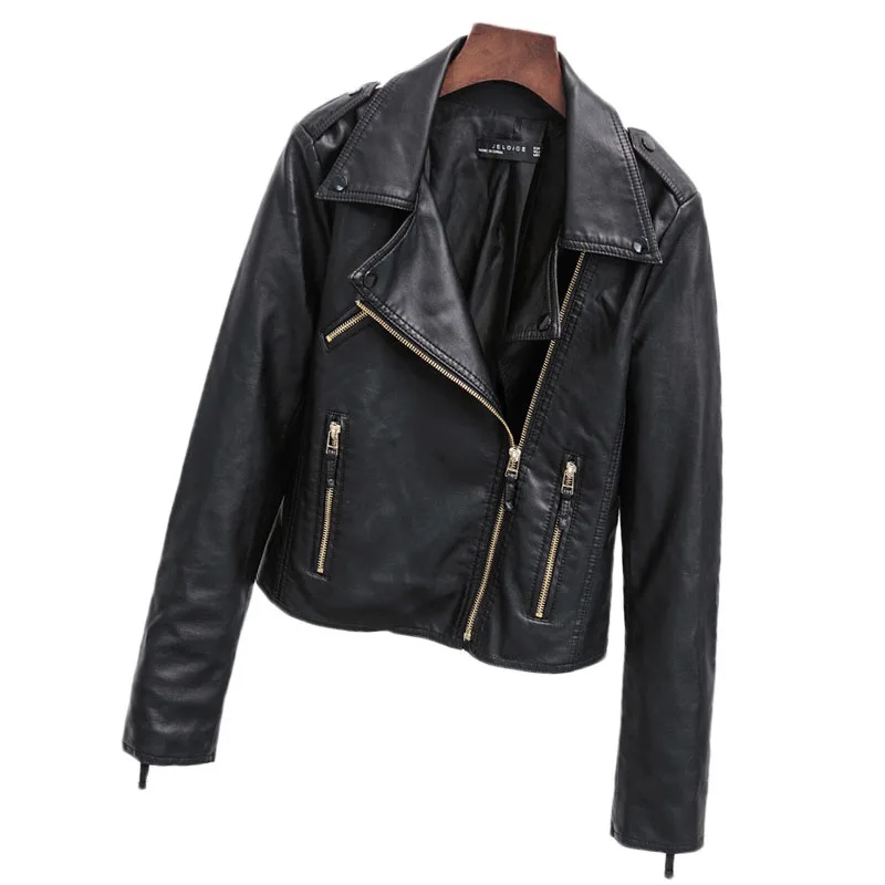 2016 Spring Autumn Women's Coat Fashion Short Leather