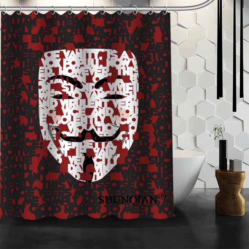 Новое поступление V для Vendetta занавеска для душа Полиэстеровая печать на ткани занавеска для ванной комнаты водонепроницаемые изделия для ванной комнаты с крюком