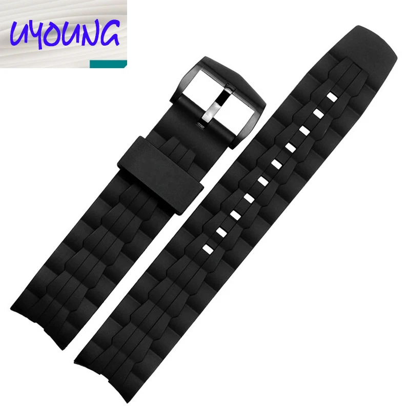 22mm New Mens Black Silicone Rubber Waterproof Sport Wrist Watch Band