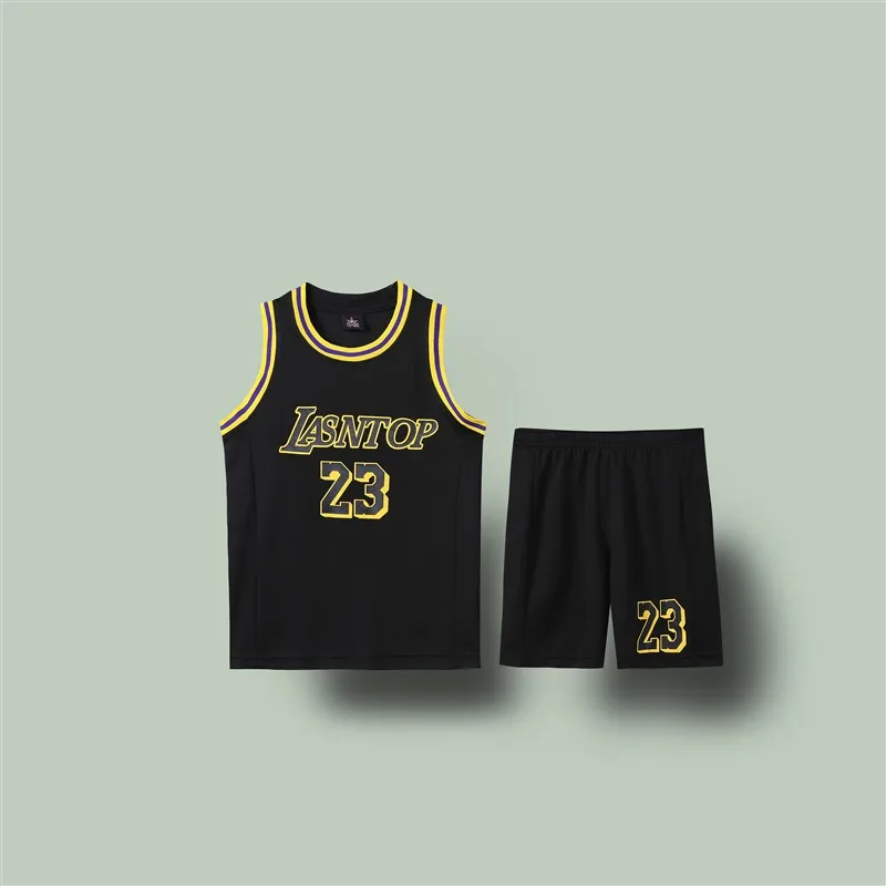 HOWE AO/новые баскетбольные комплекты для маленьких мальчиков и девочек футболка+ штаны детская спортивная одежда детская дышащая одежда унисекс из 2 предметов - Цвет: Черный