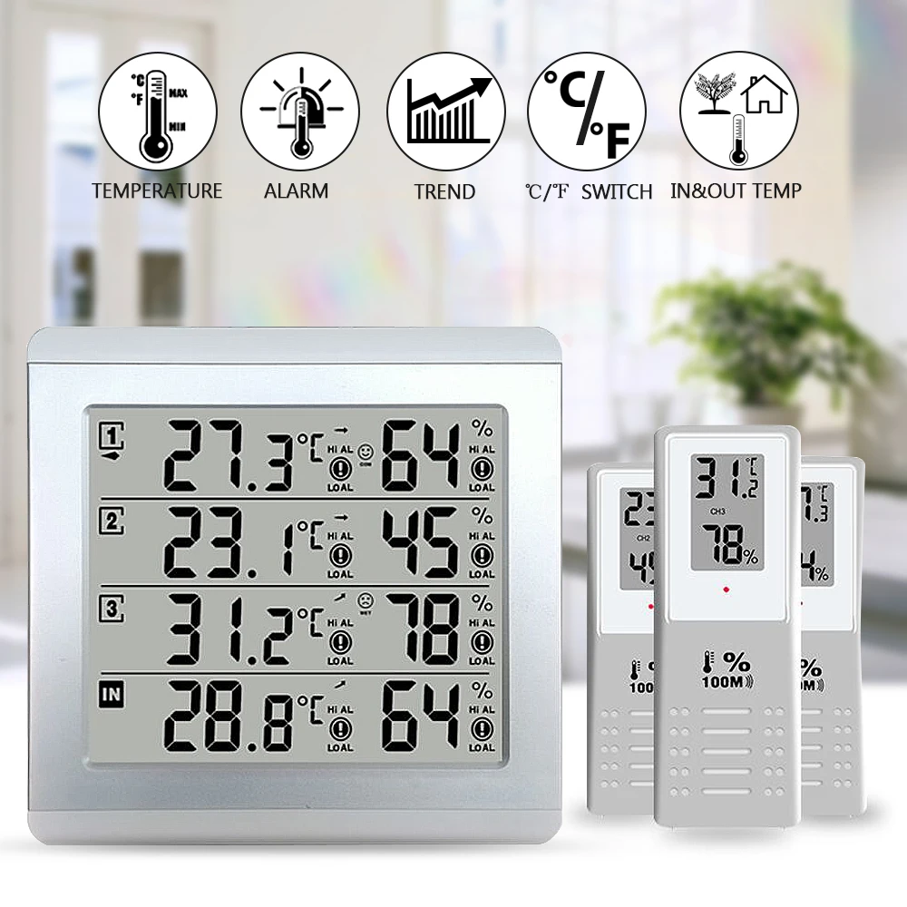 Метеостанция термометр C/F Значение дисплей Будильник Измеритель температуры станция тестер W/3 открытый Крытый беспроводной Senor