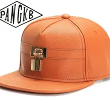 Бренд PANGKB, запирающая Кепка, оранжевая или черная кожаная кепка в стиле хип-хоп, бейсболка для мужчин и женщин, для взрослых, Уличная Повседневная Кепка-бейсболка от солнца