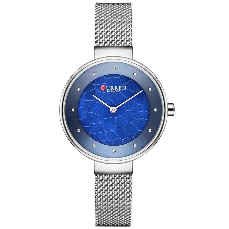 Curren, женские часы, люксовый бренд, нержавеющая сталь, женские часы, аналоговые, дата, часы для женщин, водонепроницаемые, женские часы - Цвет: Silver White Blue