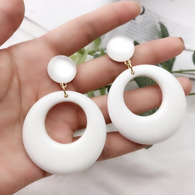 

2019 New Autumn Winter Fashion Simple Frosty Geometric Round Resin Drop Earrings for Girl Women Jewelry Accessories Wholesale