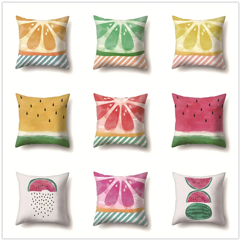 

Watermelon Lemon Pattern Sofa Office Car Bed Living Room Decorative Soft Pillow Case Fresh Summer Fruit Cushion Cover Decor