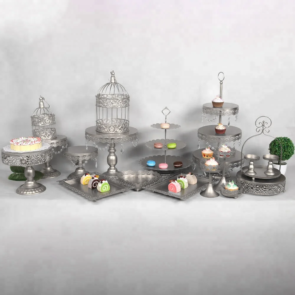 18 pcs серебряные свадебные Экипаж Золушки Dessert3 металлическая подставка в виде